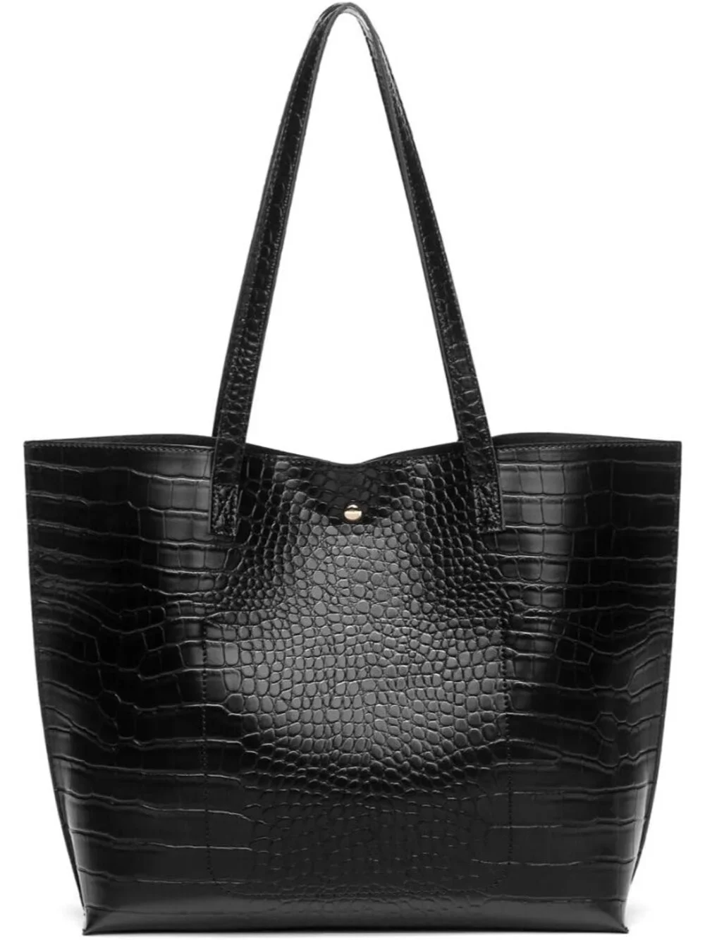 Women's Black-cro Soft Faux Leather Tassel Style Handbag Tote Shoulder Bag